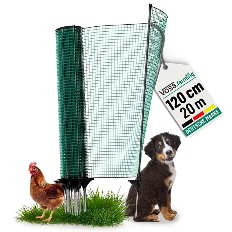 Stängselnät classic 20 m x 120 cm, 12 stolpar, grön, utan el, VOSS.farming Outlet