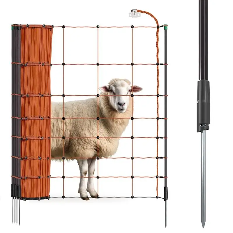 Fårnät farmNET 50m x 90cm elstängsenät, 14 stolpar, orange, VOSS.farming Fynd