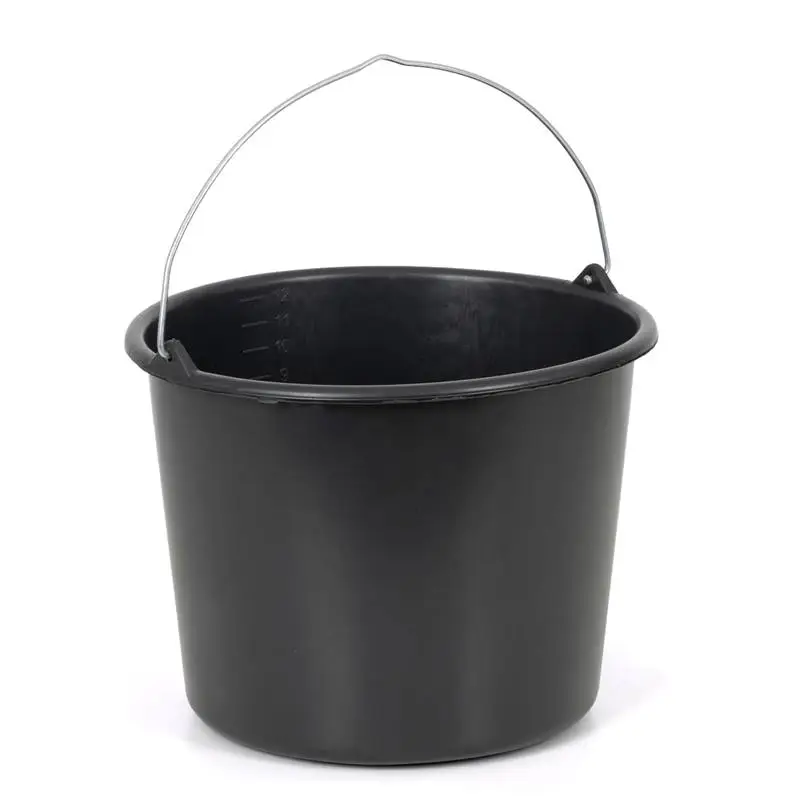 Hink 12 liter, murbrukshink, plasthink, hink med handtag och gradering, svart Premium