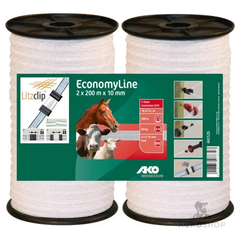 Elstängselband AKO EconomyLine DUO-pack vit 10mm/200m Beställ idag